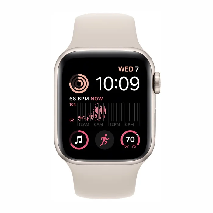 Viedpulkstenis Apple Watch SE (2nd Gen) GPS + Cellular 40mm Starlight Aluminium Case with Starlight Sport Band [Mazlietots]